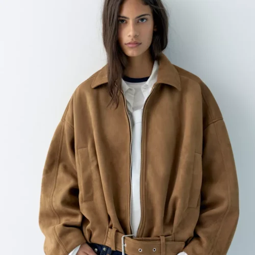 جاكيت بومبر من الجلد المدبوغ