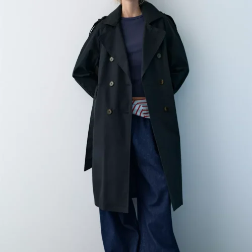 معطف طويل بحزام