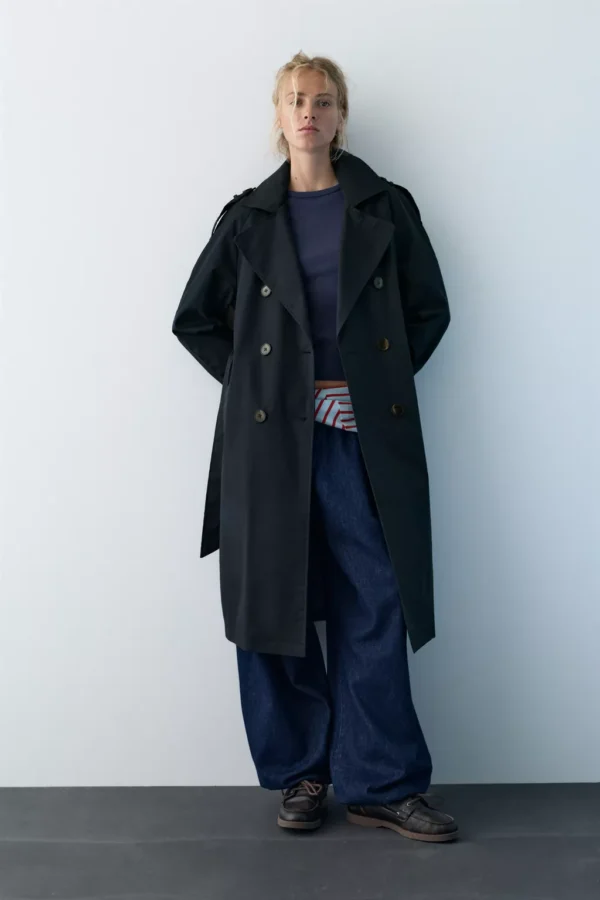 معطف طويل بحزام